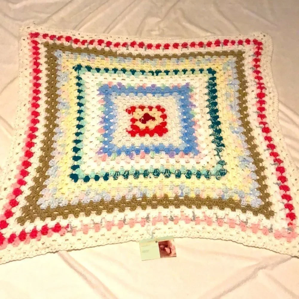 33x33 homemade crocheted baby blanket. Excellent and soft.